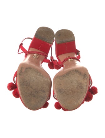 Aquazzura Canvas Pom-Pom Embellishments Sandals