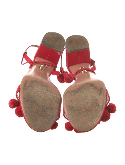 Aquazzura Canvas Pom-Pom Embellishments Sandals