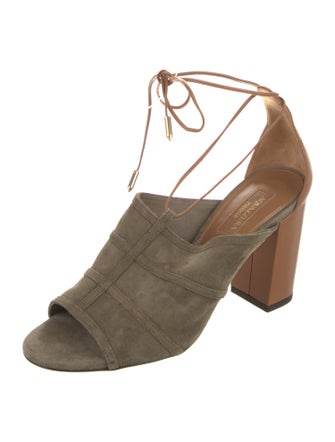 Aquazzura Suede T-Strap Pumps