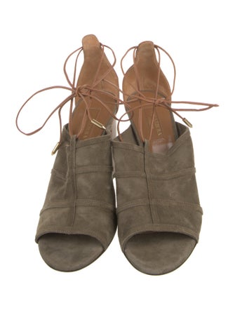 Aquazzura Suede T-Strap Pumps