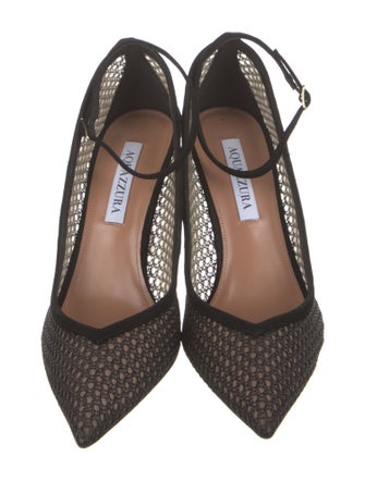 Aquazzura Suede Mesh Accents Pumps