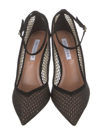 Aquazzura Suede Mesh Accents Pumps