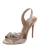 Aquazzura Satin Crystal Embellishments Slingback Sandals