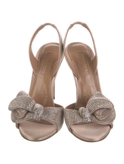 Aquazzura Satin Crystal Embellishments Slingback Sandals