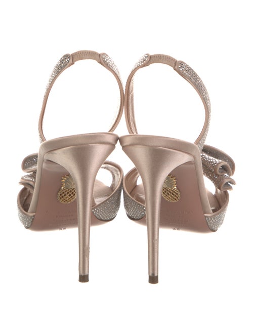 Aquazzura Satin Crystal Embellishments Slingback Sandals