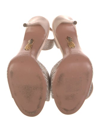 Aquazzura Satin Crystal Embellishments Slingback Sandals