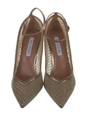 Aquazzura Leather Mesh Accents Pumps