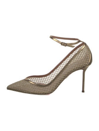 Aquazzura Leather Mesh Accents Pumps