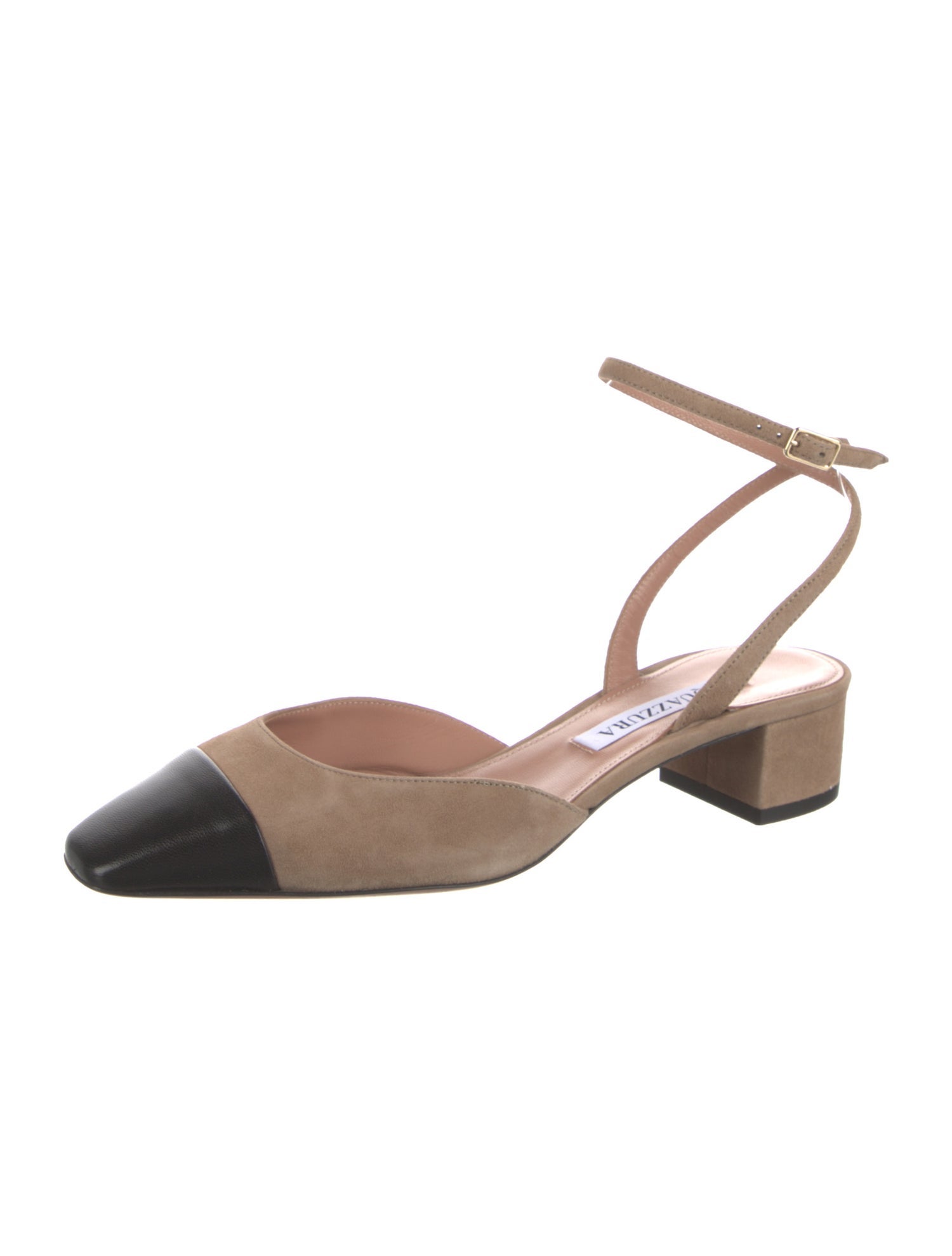 Aquazzura Suede Colorblock Pattern Slingback Pumps
