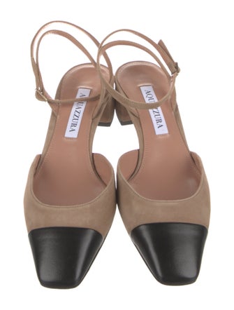 Aquazzura Suede Colorblock Pattern Slingback Pumps