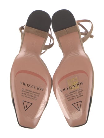 Aquazzura Suede Colorblock Pattern Slingback Pumps