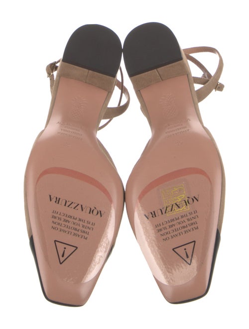 Aquazzura Suede Colorblock Pattern Slingback Pumps