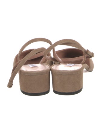 Aquazzura Suede Colorblock Pattern Slingback Pumps