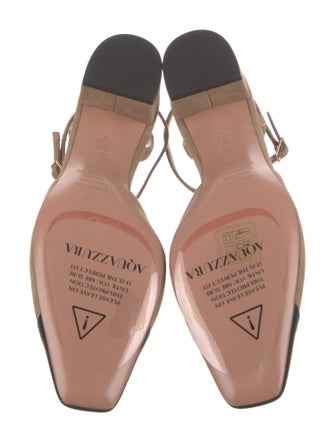 Aquazzura Suede Colorblock Pattern Slingback Pumps