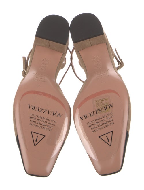 Aquazzura Suede Colorblock Pattern Slingback Pumps