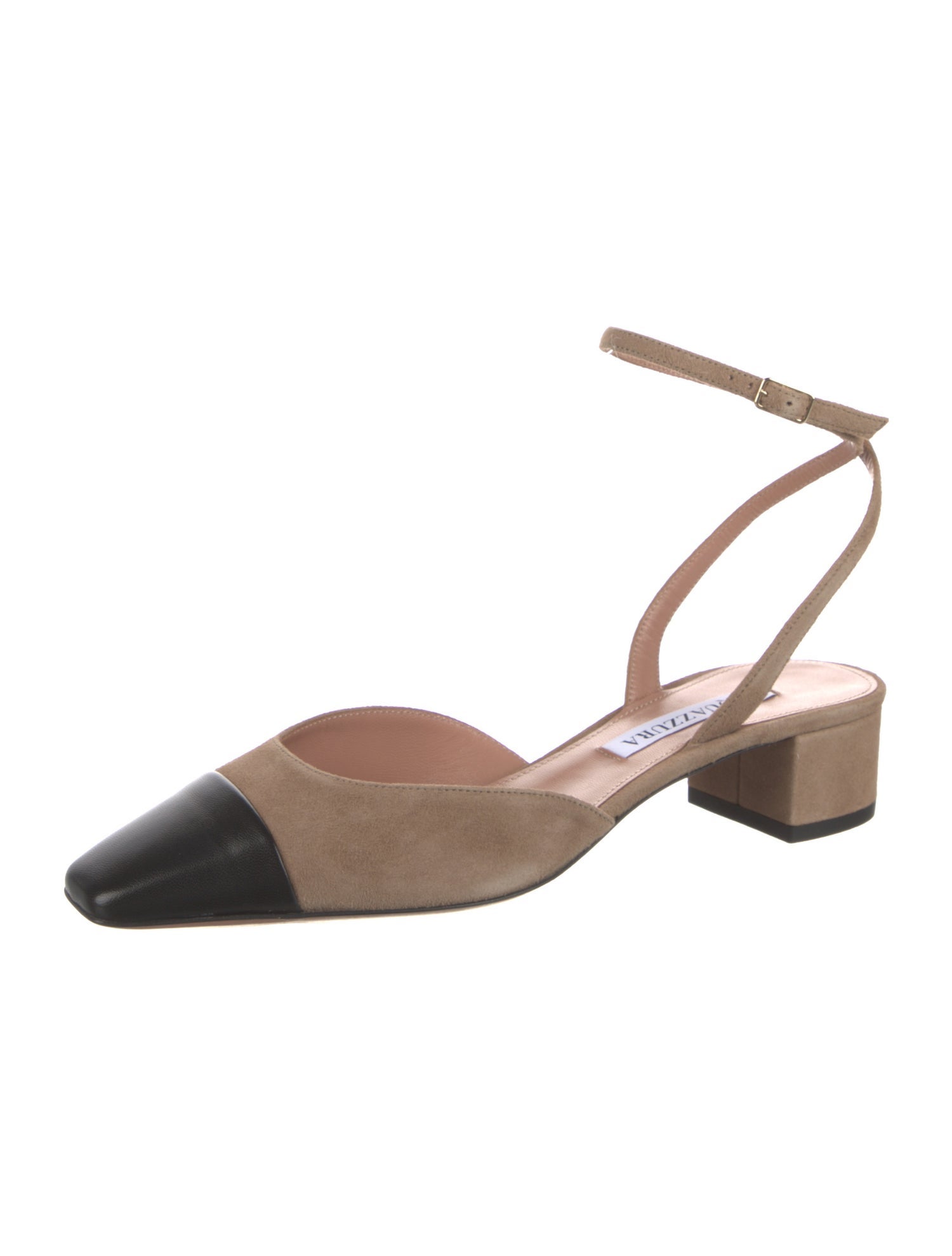 Aquazzura Suede Colorblock Pattern Slingback Pumps