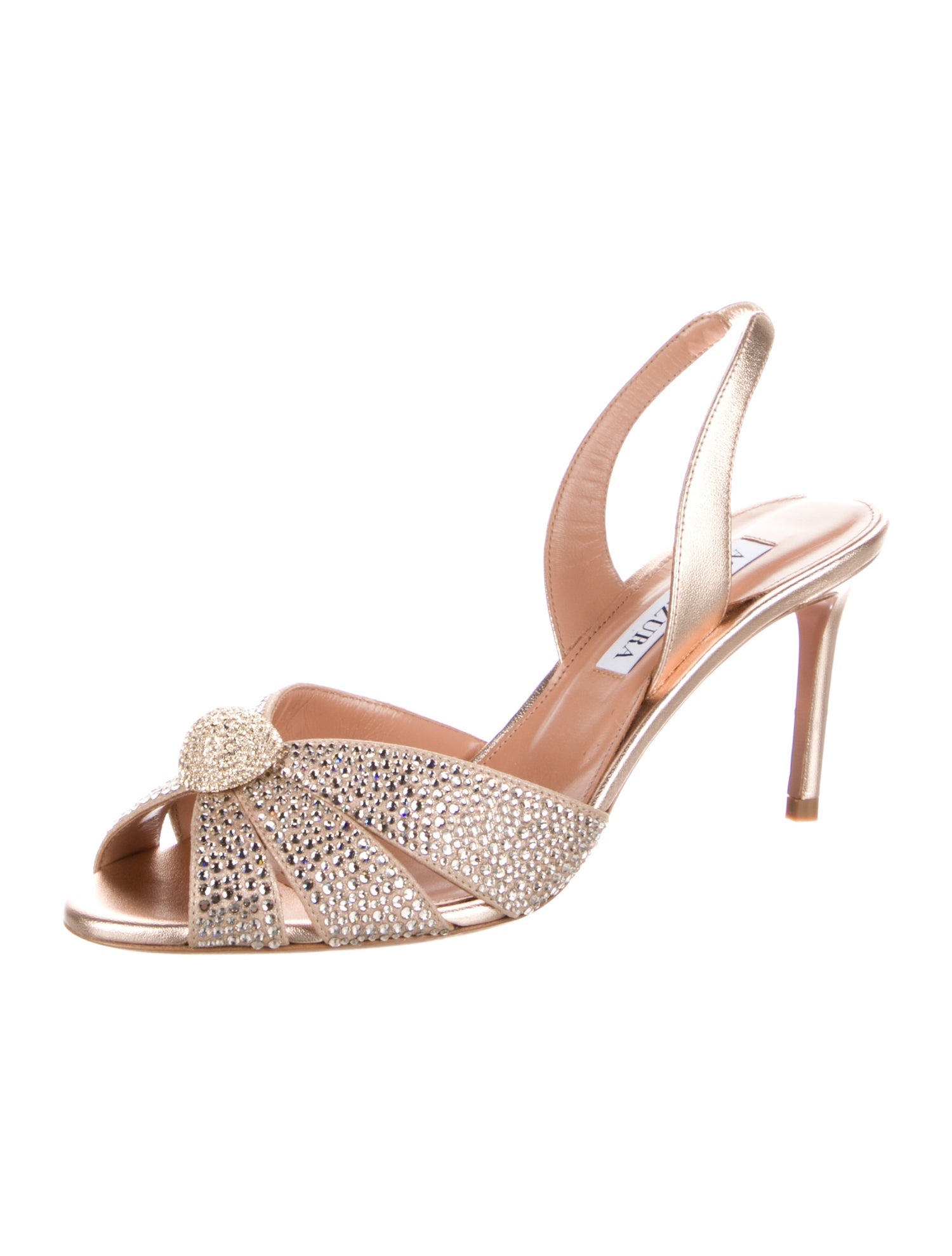 Aquazzura Leather Animal Print Slingback Sandals