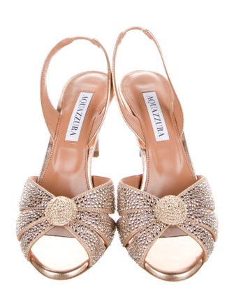 Aquazzura Leather Animal Print Slingback Sandals