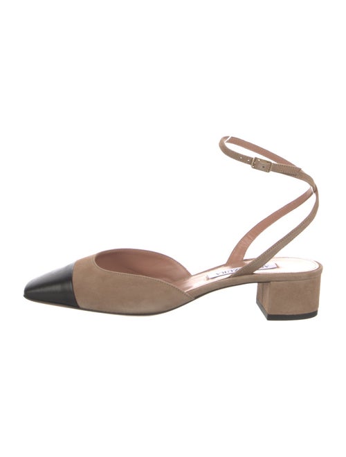 Aquazzura Suede Colorblock Pattern Slingback Pumps