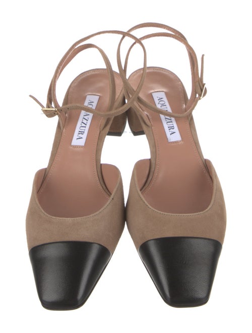 Aquazzura Suede Colorblock Pattern Slingback Pumps
