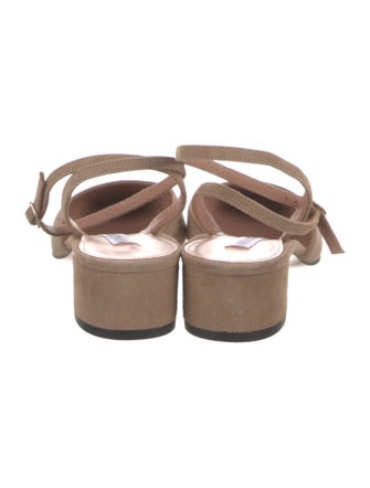 Aquazzura Suede Colorblock Pattern Slingback Pumps