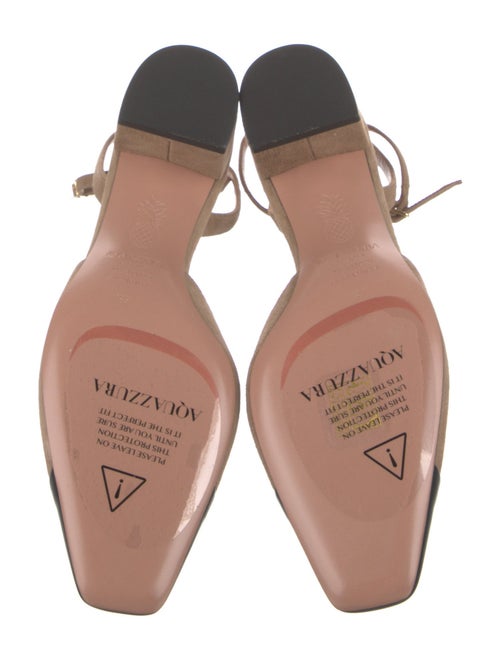 Aquazzura Suede Colorblock Pattern Slingback Pumps