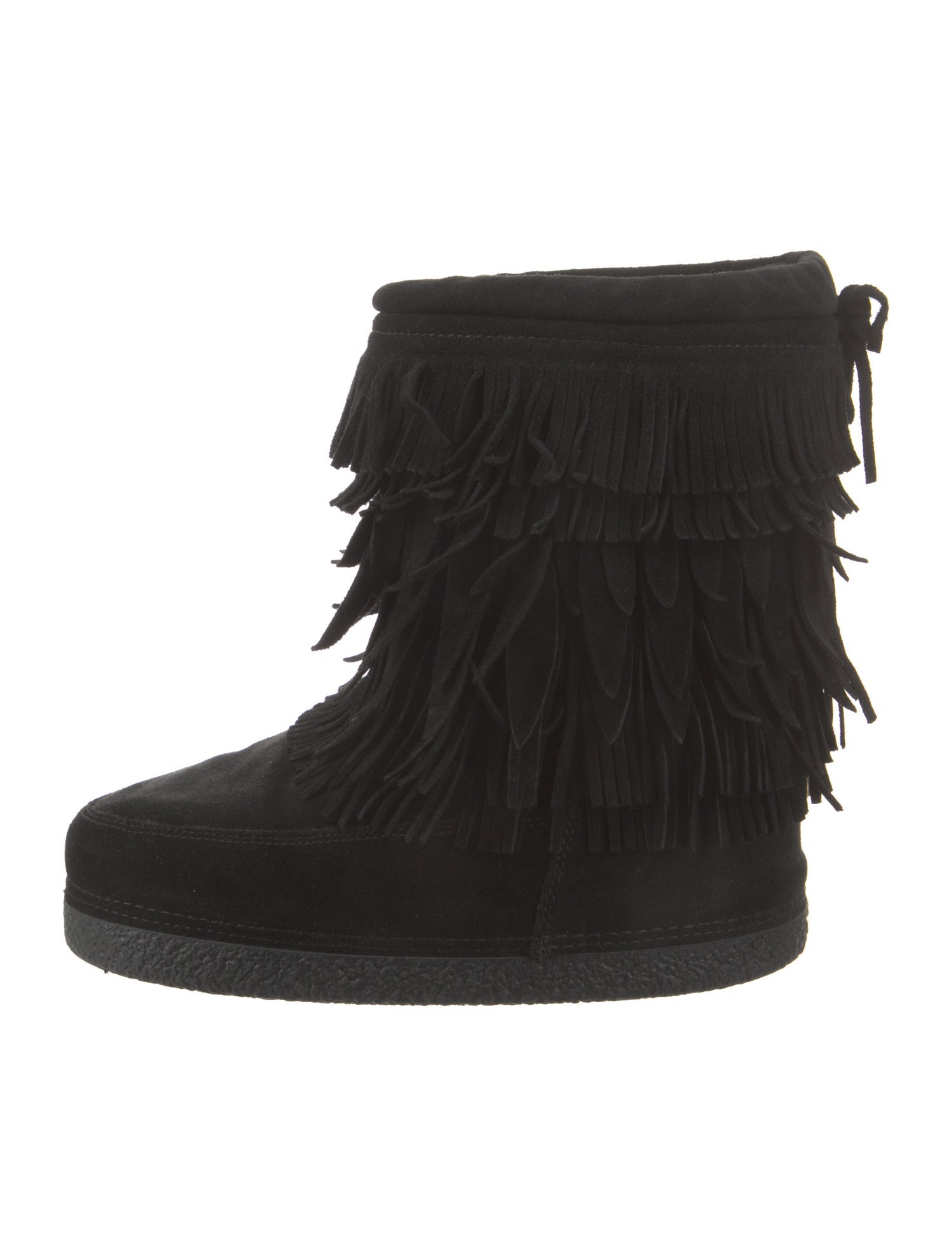Aquazzura Suede Tassel Accents Lace-Up Boots