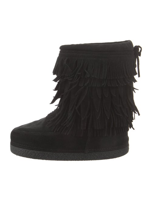 Aquazzura Suede Tassel Accents Lace-Up Boots