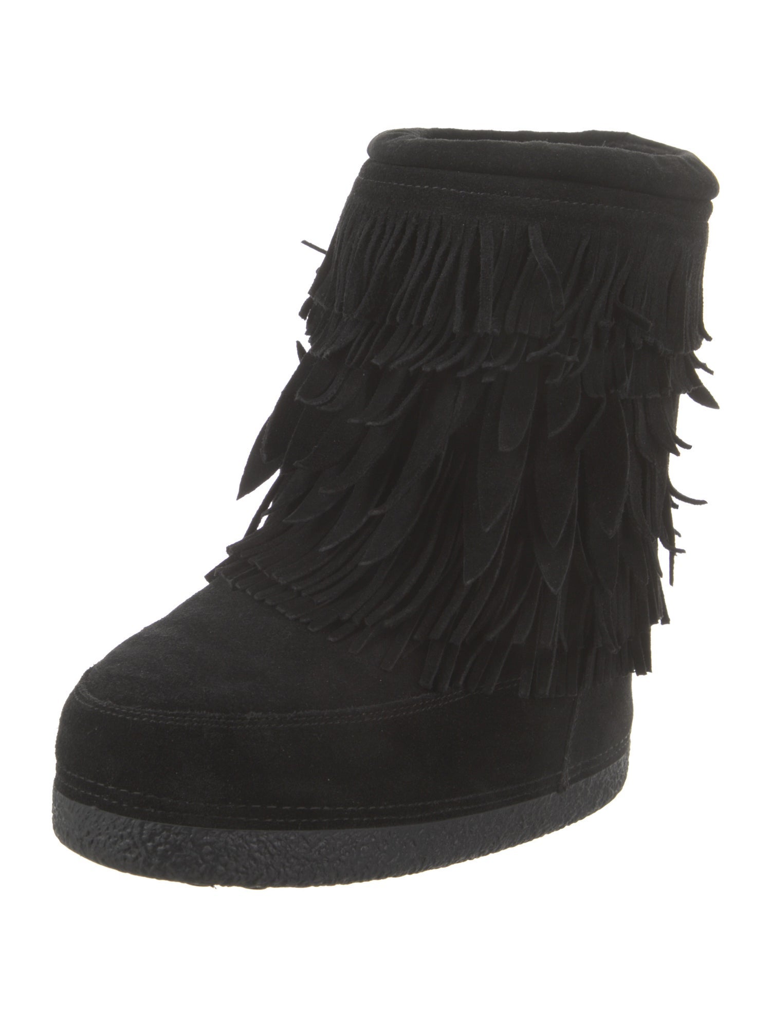 Aquazzura Suede Tassel Accents Lace-Up Boots