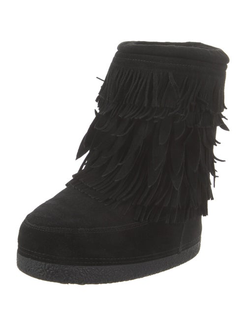 Aquazzura Suede Tassel Accents Lace-Up Boots