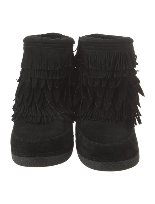 Aquazzura Suede Tassel Accents Lace-Up Boots