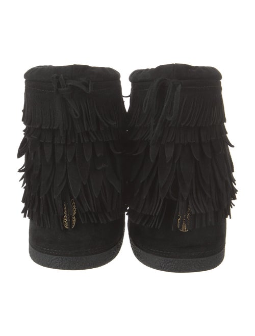 Aquazzura Suede Tassel Accents Lace-Up Boots
