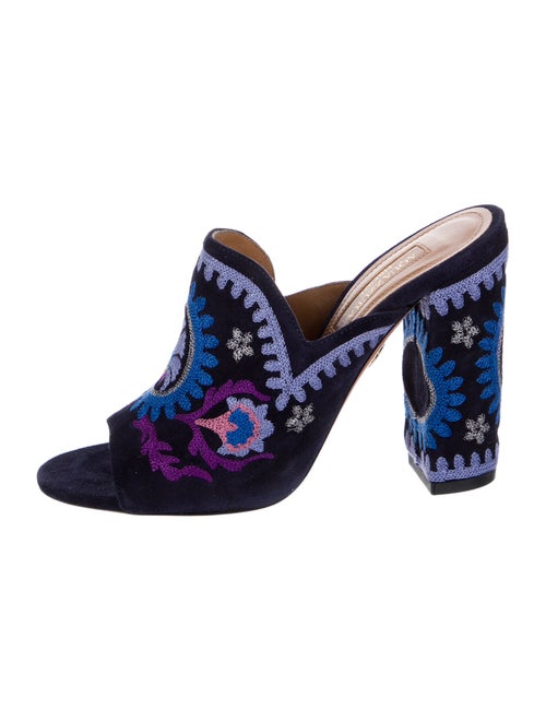 Aquazzura Suede Printed Slides