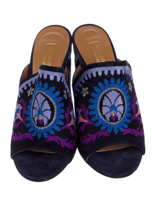 Aquazzura Suede Printed Slides