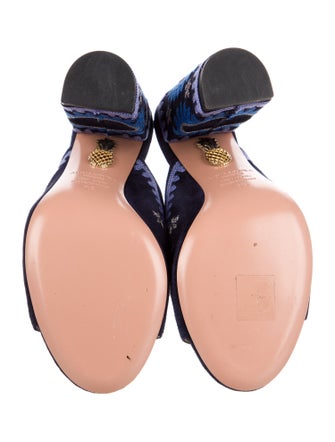 Aquazzura Suede Printed Slides