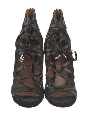 Aquazzura Suede Mesh Accents Sandals