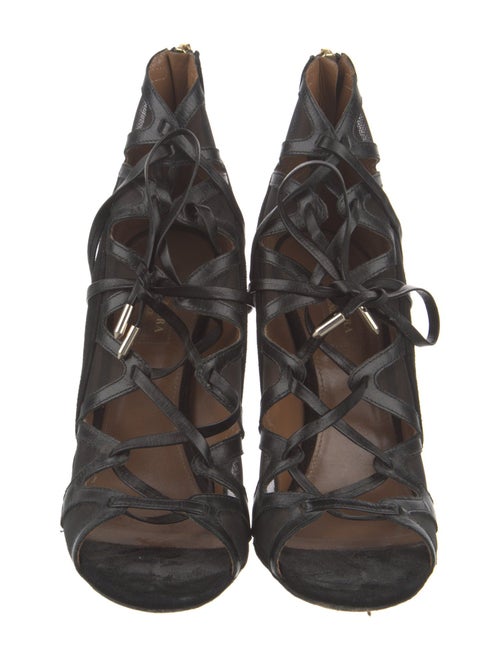 Aquazzura Suede Mesh Accents Sandals