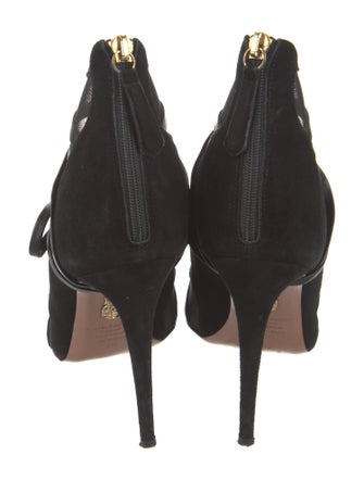 Aquazzura Suede Mesh Accents Sandals