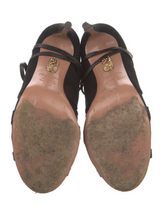 Aquazzura Suede Mesh Accents Sandals