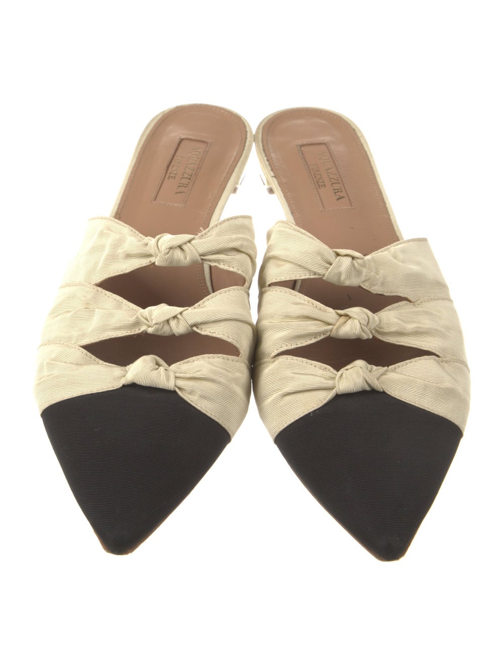 Aquazzura Mules Neutrals Colorblock Pattern Point… - image 3