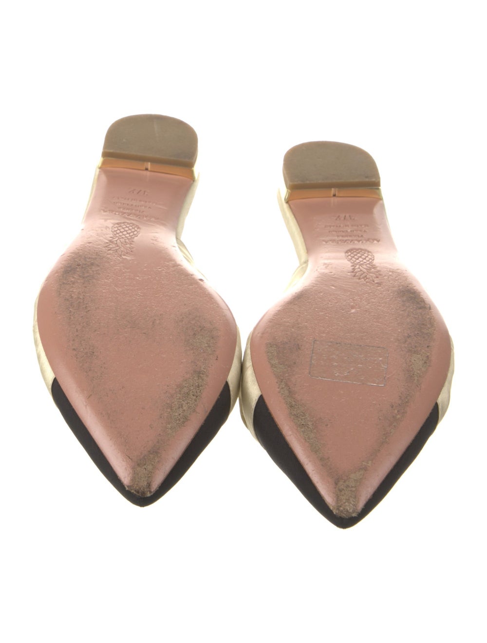 Aquazzura Mules Neutrals Colorblock Pattern Point… - image 5