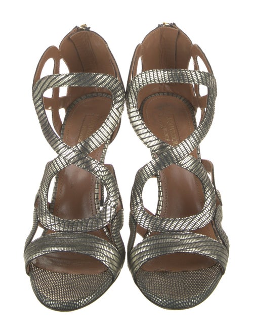 Aquazzura Lizard T-Strap Sandals