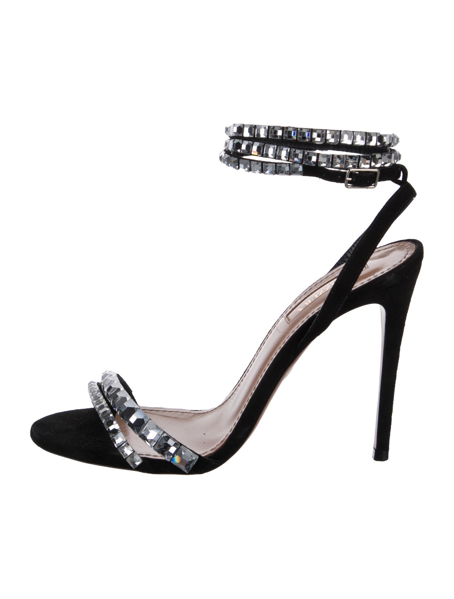 Aquazzura Suede Crystal Embellishments Sandals