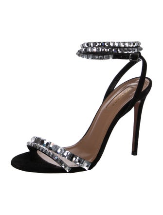 Aquazzura Suede Crystal Embellishments Sandals