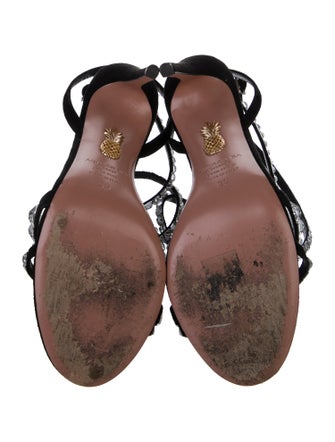 Aquazzura Suede Crystal Embellishments Sandals