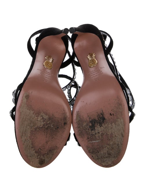 Aquazzura Suede Crystal Embellishments Sandals