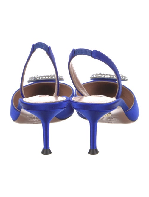 Aquazzura Satin Crystal Embellishments Slingback Pumps