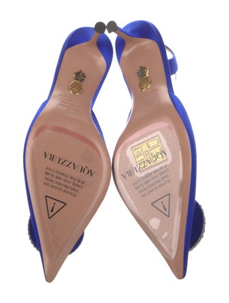 Aquazzura Satin Crystal Embellishments Slingback Pumps