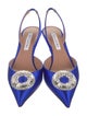 Aquazzura Satin Crystal Embellishments Slingback Pumps