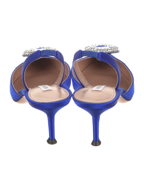 Aquazzura Satin Crystal Embellishments Slingback Pumps